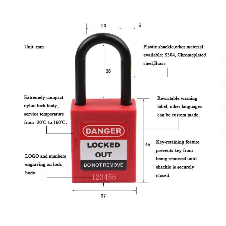 Prolockey P38P Plastic Shackle Safety Padlock - Gambar 3