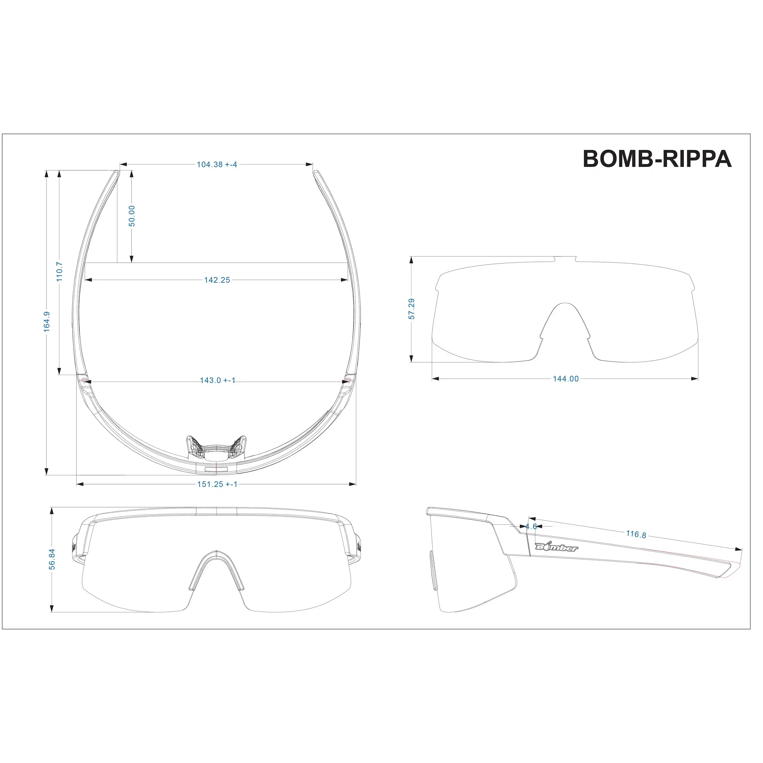 Bomber Eyewear - BOMB RIPPA Safety Polarized Ice Blue Mirror - Gambar 5